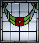 Pretty Floral Midsize Old English Leaded Stained Glass Window 21 5  X 23 25 