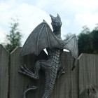 Dragon Winged Gargoyle Fence Hanger Outdoor Wall Decor- Detailed Stone 