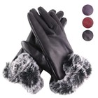 Winter Gloves Thermal Linning Warm Lambskin Leather Driving Dress Gloves Women