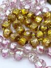 2 Pc Lot Antique Czech Glass Pink   Silver   Gold Foil Beaded Necklaces