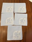Set Of 5 Vintage Madeira Blue Floral Handkerchiefs Linen
