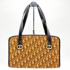 Christian Dior Trotter Shoulder Bag Hand Bag Purse Canvas Brown Gold Auth