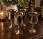 Vintage Set Of 4 Silver Goblets     Ornate Beaded Ball Stem    beautiful Aged Patina