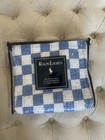 Ralph Lauren Euro Pillow Shams Postage Stamp Quilted Blue White Patchwork