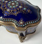 Large 6 5  Antique French Sevres Or Bresse Kiln-fired Enamel Jewelry Box   gems 
