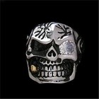 Pewter Skull Ring With Gold Colored Cigar And Cubic Zirconium Eye - Size 10 