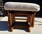 1 - Vtg Oak Wood Gliding Ottoman Footstool Nursery baby rocker Glider Stool Only
