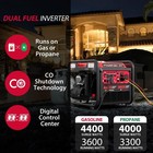 4400-watt Dual Fuel Portable Inverter Generator  Powersmart Gas Powered  Co-s   
