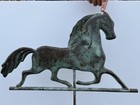 Antique Copper Arabian Horse Weathervane With Directional Indicators