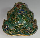 Cloisonne Frog Trinket Box Enamel  Metal 3 In Vintage