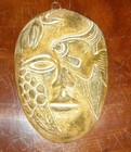 Pottery Mask Wall Hanging - Human Face With Fish   Tropical Fruit   Design