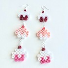 Mini Cupcake Perler Bead Earrings Jewelry - Pink Trio - New Handmade