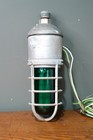 Vintage Industrial Explosion Proof Light Green Glass Lens Globe Steampunk Cage