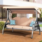 3 Seat Outdoor Patio Swing With Canopy Cup Holder Removable Cushion For Yard