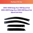 Kpy Rain Guards Fit For 2002-2008 Dodge Ram 1500 Quad Cab  Out-channel Window   