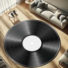 Vinyl Record Rug  Music Lover Carpet  Retro Round Mat  Turntable Decor  Dj Studi