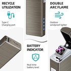 Usb-c Rechargeable Dual Arc Plasma Lighter Windproof Flameless Metal Nicke