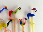 Variety Lot 9 Vtg Bimini Cocktail Stirrers swizzle Sticks Handblown Roosters Dog
