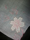 Vtg Embroidery Handkerchief Hand Made Madeira Hanky Flower Applique Hankie 1138