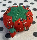 Vintage Classic Tomato Pin Cushion   Strawberry With Pins Sewing Notions Sew