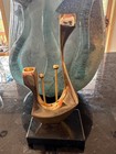 Baruch Shoham Brutalist Bronze Signed Psalterium  David   s Lyre Harp 155 500