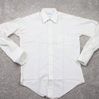 Vintage Sears Dress Shirt Mens 15 1 2  34 35 White Perma Prest Poly cotton L s