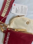 Lululemon Dual Pouch Wristlet Keychain Wallet For Women Zip Red ivory New