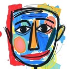 Abstract Face Portrait Print Signed Framed 8x10 Wall Art
