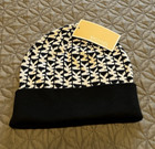 Michael Kors Black  White Hat Beanie And Reversible Scarf Set Nwt