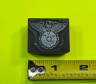 Antique Vtg Eagle Holding Gear A v c  Letterpress Print Type Ornament Cut Block