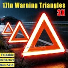 17 In 3x Emergency Warning Triangles Reflective Non-skid Triangles Dot Approved