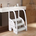 Toddler 3 Step Stool Kids Standing Tower For Bathroom Sink Kitchen Counter Grey