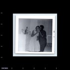 Old Vintage Square Photo Pair Black African American Women In Bedroom 1961