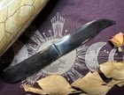 Buffalo Horn Athame With Wooden Handle  All Natural  Pagan  Occult  Altar Tool