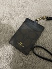 New   Coach Lanyard Id Card Case Holder  Leather Canvas