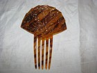 Vtg Large Ornate Butterflies Fan Hair Comb Lucite  Celluloid  Tortoise Shell 