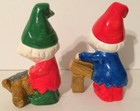 Christmas Vintage Elves Gnomes Ceramic Figures Set Of 2