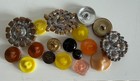 Mixed Lot Of 18 Buttons Antique Vintage   New Glass   Metal Collectibles Yellows