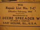 Vtg 1941 Directions Setting Up   Operating John Deere Model E Manure Spreader
