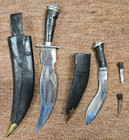 2- Indian India Kukri Gurkha Fighting Knife W  Scabbards 8 5    13 