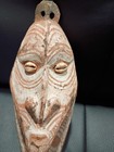 Scary Vintage Tribal Carved-wood Shell Eyes Hand-painted Tiki Mask Wall Hanging
