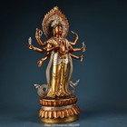 15 7 tibet Bronze Gilt Silver 8 Arms Kwan-yin Boddhisattva Goddess Buddha Statue