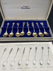 Set Of 8 Reed   Barton Harlequin Sterling Silver Demitasse Spoons Original Box