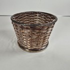 Gorham Ep Yc120 Silverplate Woven Basket 4 75  Round Vintage Metal Basketweave