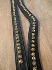 Leather Browband - Sewn In Glass Rhinestones - Golden Topaz - 13-18   