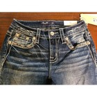 Miss Me Bootcut Jeans Womens 26 Blue Mid-rise Embroidered Embellished New