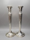 Pair Vintage Empire Sterling Silver Weighted Art Deco Candlesticks 9 75   