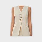 Commense Decor Pocket Tailored Vest     Cream Ivory Woven Fabric     Size Xl
