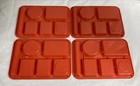 Cafeteria Retro Lunch Food Trays 6 Compartments Stackable Set Of 4 In Red