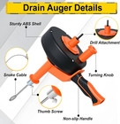 Drain Auger  25ft 35ft 50ft Drain Snake With Drill Adapter  Plumbing Snake Clog 